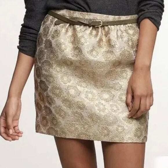 J. Crew Dresses & Skirts - J. Crew Goldenrod Jacquard Mini Skirt Womens size 0 Gold Metallic